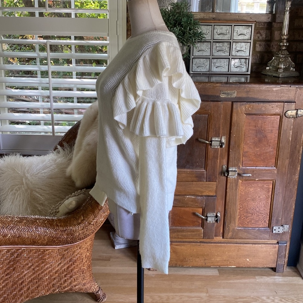 English Factory White Ruffle Sweater - Picture 3 of 8